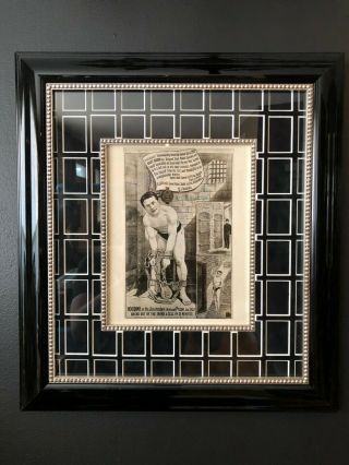 Houdini Rare Vintage Water Torture Cell Photo Custom Framed Magic Magician