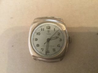 Vintage Tudor Small Gents 9ct Gold Watch In Need Of Service & Restoration
