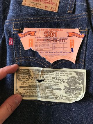 Vtg 1984 Levis Jeans Mens 28x36 Jeans 501 Button Fly Usa Shrink To Fit 27x33