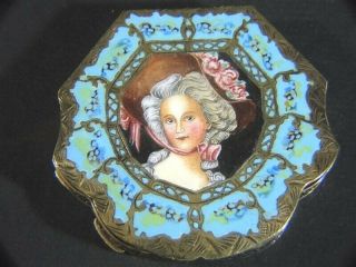 Vintage 1950s Ristori Renato Firenze Italy 800 Silver Enamel Lady Compact & Box