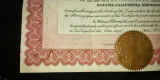 1915 Panama - California Exposition Capital Stock Certificate RARE 2