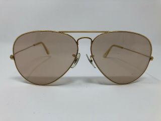 Vintage Bausch And Lomb B&l Aviator Sunglasses 62/14 Made In Usa Gold Ve27