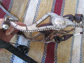 VINTAGE GARCIA STERLING SILVER INLAID BRIDLE WITH BIT HEAD STALL AND REINS 3