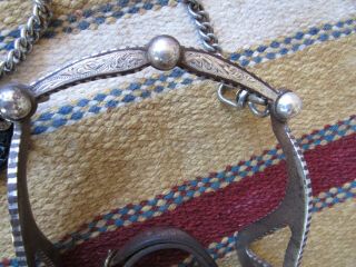 VINTAGE GARCIA STERLING SILVER INLAID BRIDLE WITH BIT HEAD STALL AND REINS 4