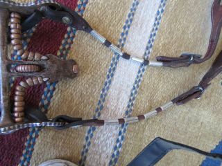 VINTAGE GARCIA STERLING SILVER INLAID BRIDLE WITH BIT HEAD STALL AND REINS 6