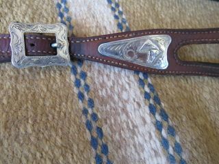 VINTAGE GARCIA STERLING SILVER INLAID BRIDLE WITH BIT HEAD STALL AND REINS 7