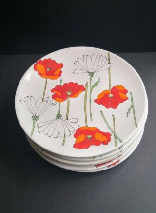 Set of 6 Vintage Mid Century Painted Flower Plates Ernestine Salerno Italy 2