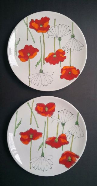 Set of 6 Vintage Mid Century Painted Flower Plates Ernestine Salerno Italy 4