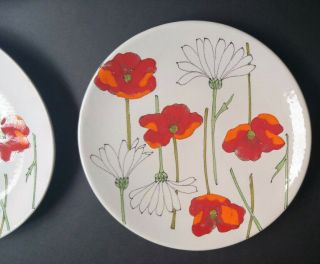 Set of 6 Vintage Mid Century Painted Flower Plates Ernestine Salerno Italy 5