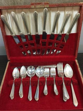 1931 National Silver Co.  Lady Joan Silver Plated 49 Piece Flatware Set W/chest
