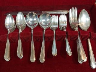1931 National Silver Co.  Lady Joan Silver Plated 49 Piece Flatware Set w/Chest 2