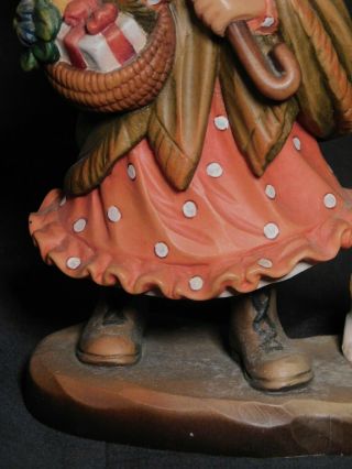 Vintage 7.  5 inch ANRI Wood Figure John Sands Sarah Kay Statue Girl Dog Umbrella 4