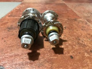Vintage Shimano Dura Ace AX front and rear hubs - 28 holes - with skewers - 3