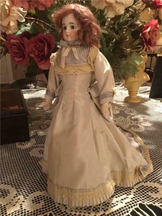 ANTIQUE FRENCH BELTON CLOSED MOUTH SOLID BISQUE DOME HEAD 17” DOLL 2