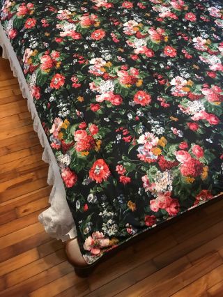 Rare VTG Ralph Lauren Isadora Cossette Black Floral Double Side Twin Comforter 2