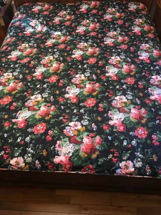 Rare VTG Ralph Lauren Isadora Cossette Black Floral Double Side Twin Comforter 4