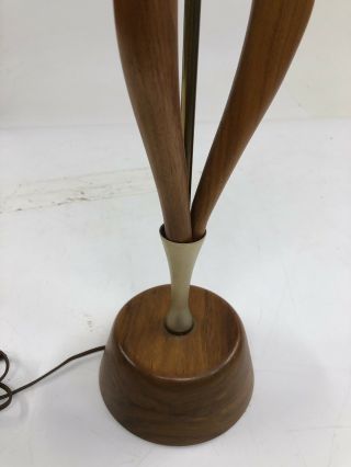 Danish Modern TABLE LAMP mid century vintage scuptural wood bentwood mcm 50s 60s 7