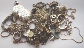 Vintage Silver Jewellery 32 Charm Bracelets Chains Rings Good To Wear 218gms
