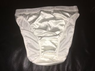 Vtg Victorias Secret Hi Cut Rio Brief Signature Band Second Skin Satin Sz L Nwot