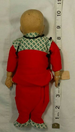 ANTIQUE PAPER MACHE COMPOSITION CHINESE BABY DOLL W BLANKET 3
