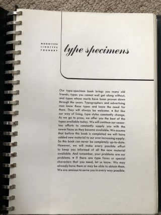 Vintage Specimen Book of Monotype Linotype Foundry Printing Types Binder 3