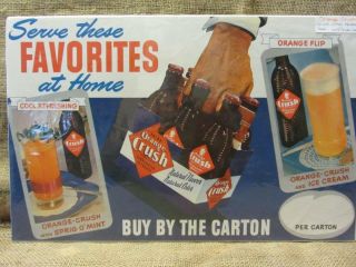 Vintage Crushy 1920s Orange Crush Litho Sign Antique Soda Cola 9831