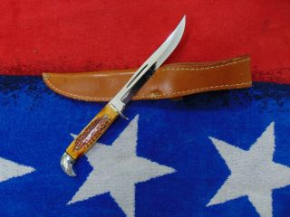 Vintage CASE XX USA 1965 - 80 FIXED BLADE HUNTING KNIFE w/ CASE XX Sheath near M 3