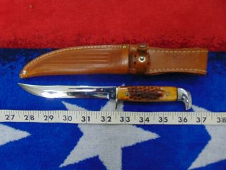 Vintage CASE XX USA 1965 - 80 FIXED BLADE HUNTING KNIFE w/ CASE XX Sheath near M 4