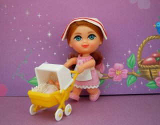 Mattel Kiddle Florence Niddle With Baby In Carriage & Bunting,