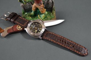 Ma Watch Strap 26 24 22mm Calf Leather Fit Panerai,  Etc Vintage Destroyer I Brown