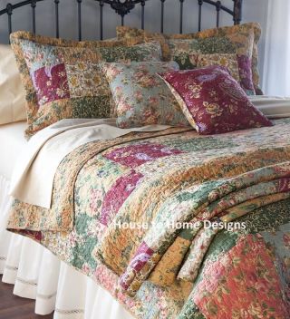 Antique Country Patchwork King Quilt Set : Floral Paisley 100 Cotton Bedspread
