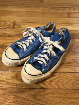 Vintage Converse Low Us 5.  5 Black Label Canvas Made In Usa Chuck Taylor Blue