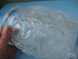 STUNNING QUALITY VINTAGE SIGNED LALIQUE FRANCE BIRDS CRYSTAL GLASS VASE 6