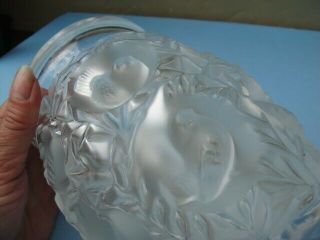 STUNNING QUALITY VINTAGE SIGNED LALIQUE FRANCE BIRDS CRYSTAL GLASS VASE 7