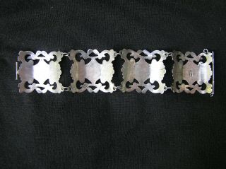 1920 ' s 1940 ' s Mexico Silver Art Deco Hinged Panel Link Bracelet Sterling Jade 5