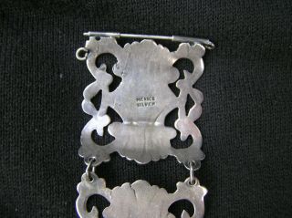 1920 ' s 1940 ' s Mexico Silver Art Deco Hinged Panel Link Bracelet Sterling Jade 6