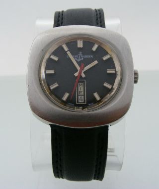 Vintage big 40 mm.  Ulysse Nardin Steel square case black dial,  automatic,  day date 3