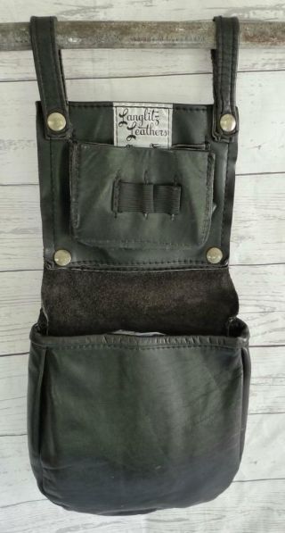 Vintage Langlitz Leather Jacket Trap Shooting Gun Shell Black Hunting Bag Pouch