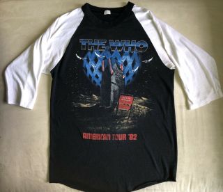 Vintage 80s The Who American Tour 1982 Schlitz Black White Soft T - Shirt Medium M