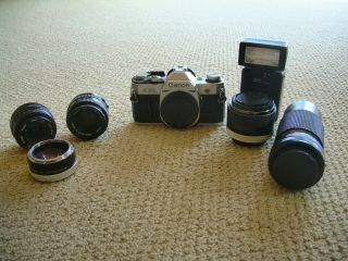 Vintage Canon Ae1 35mm Camera With 50mm 1:1.  8 Lens & 2 More Lens,  2 Converters