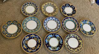 Vintage Handpainted Deruta Dip.  A Mano Set Of 11 Plates,  Made In Italy 1998