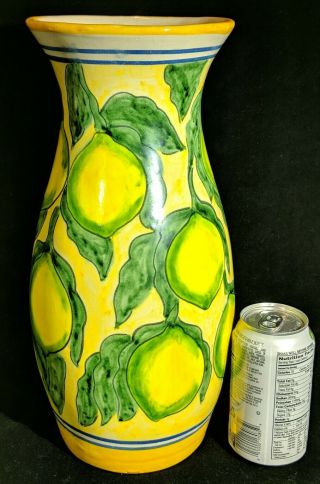 Best Large 14 " Vintage Talavera Mexico Lemons Art Pottery Vase