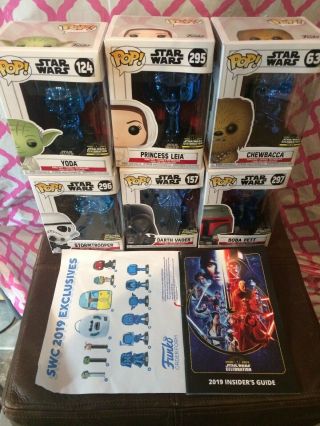 Star Wars Celebration 2019 Chicago Funko Pop Exclusive Blue Chrome Set of 6 Rare 4