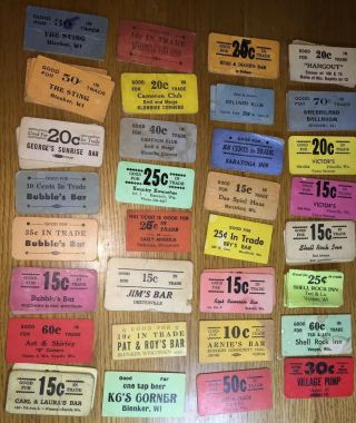 Vintage 89 Wisconsin Rapids Cardboard Good For Trade Tickets Bar Tavern