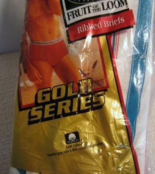 Vintage Fruit of the Loom 100 Cotton,  Gold Series Ribbed Briefs Size XL 5 Pack 2