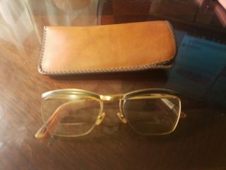 Vintage Amor Rx Eyeglasses Frames Gold Black 145mm France For Restoration B029