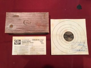 Vintage Colt Woodsman.  22 Match Target Factory Woodgrain Box Case W/ Paperwork
