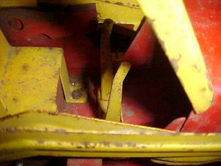 VINTAGE NYLINT HOUGH PRESSED STEEL PAYLOADER,  TRACTOR SHOVEL,  RED & YELLOW 6