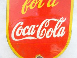 Vintage Old Thanks Call Again For A Coca Cola Ad Porcelain Enamel Sign Board 5