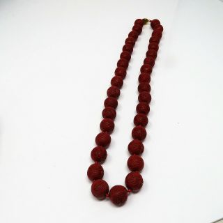 NYJEWEL Craved Chinese Cinnabar Lacquerware Necklace 26 Inches 2